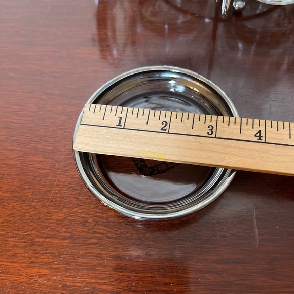 Vintage 25th Anniversay Silver Tone Tumbler & Coasters Set & Caddy 9 Piece Set - Picture 9 of 16